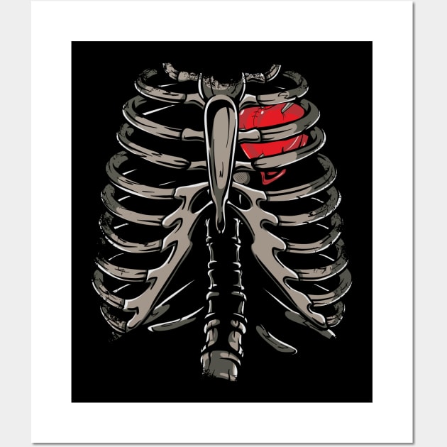 X-Ray Skeleton Rib Cage Gothic Halloween Costume Gift Wall Art by MintedFresh